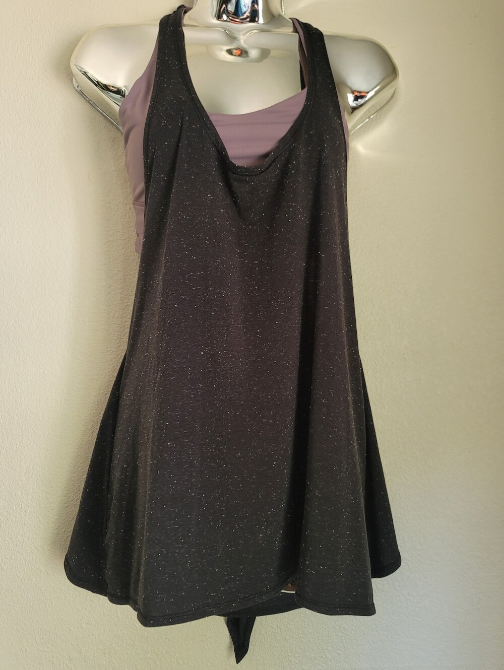 lululemon athletica Black Sparkle Layered Tank Dress with Mauve Underlay